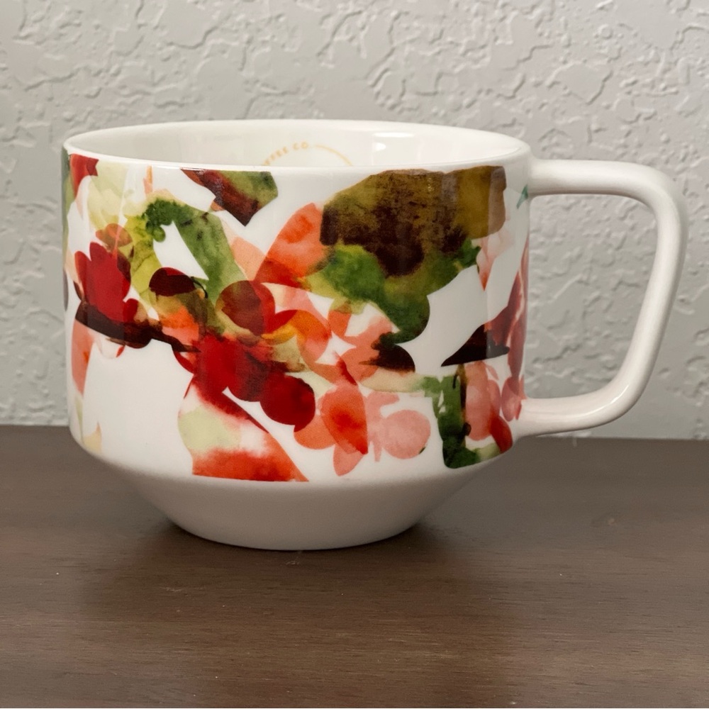 STARBUCKS Bone China Coffee Tea Cup Mug Abstract Flowers 12oz